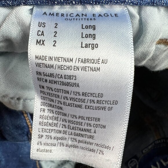 American Eagle Jeans Women's 27x33* Curvy Low Rise Kick Boot Blue Denim Tag 2 L - Picture 7 of 16
